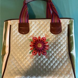 Consuela Cream and Brown Tote Bag with Sophisticated Style